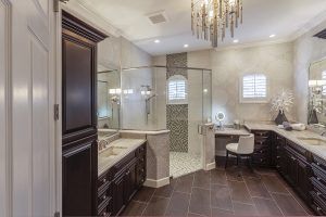 Upscale bathroom with glass shower